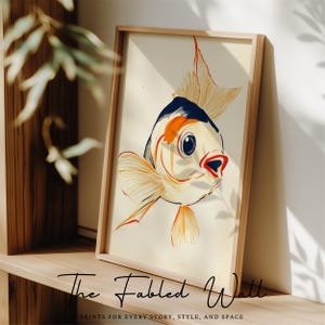 Goldfish Print: Minimalist Fish Wall Art in Bold Line Art (Digital Download)