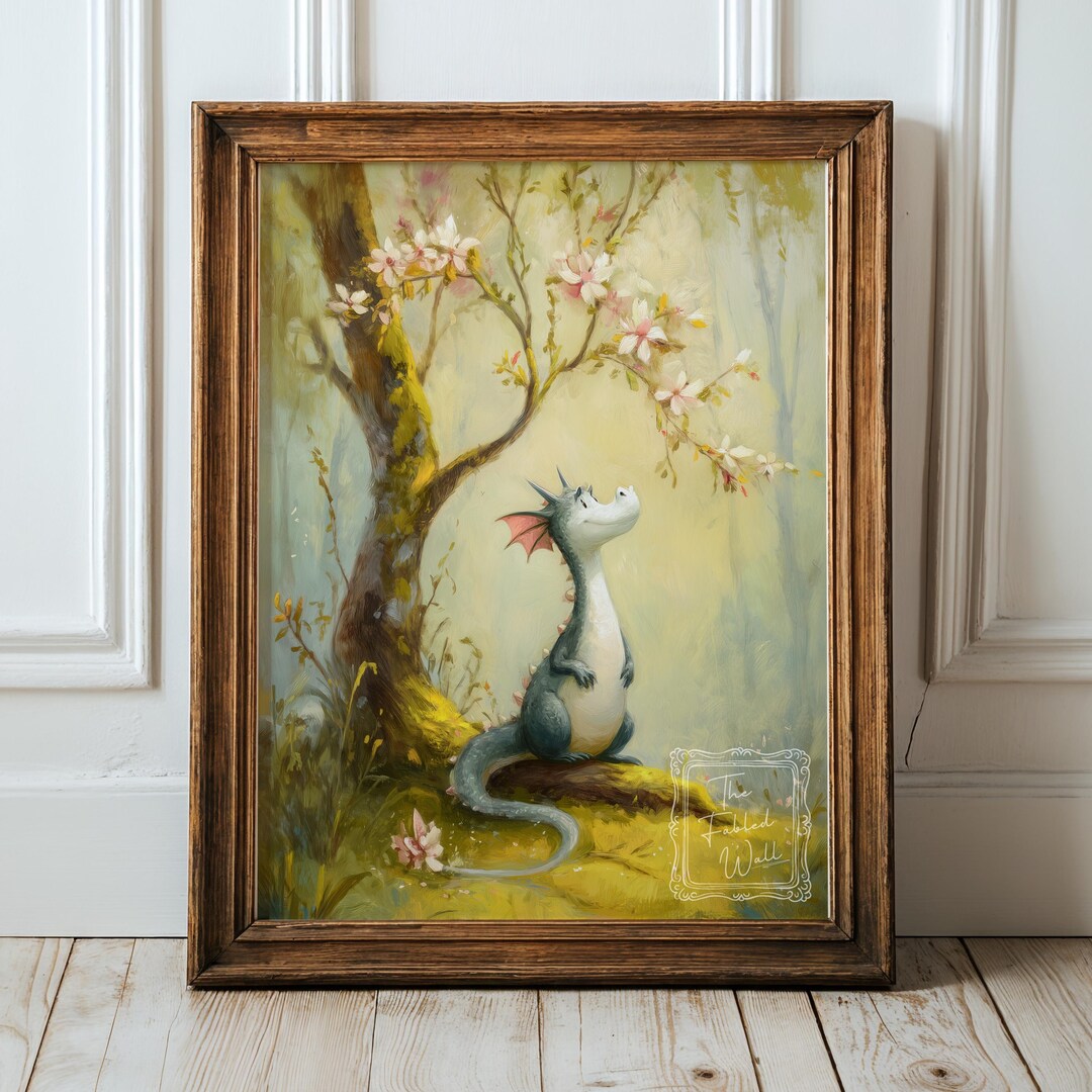 Whimsical Dragon Wall Art Printable, Fantasy Nursery Decor, Cute Dragon ...