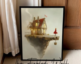 Zwischen den Welten Print: Surreales Fantasy Haus Illustration (Digitaler Download)