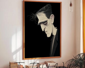 Stampa di Frankenstein: Illustrazione di un ritratto gotico oscuro (download digitale)