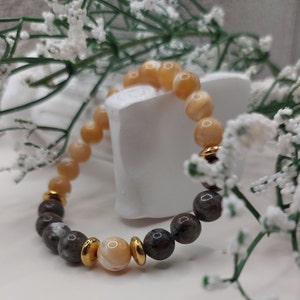 Bracciale con pietre preziose naturali e conchiglie Yooperlite, gioielli fatti a mano, bellissimo braccialetto da donna, braccialetto con perline di pietre preziose autentiche, regalo per lei.