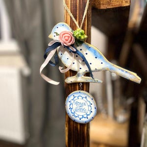 Decorazione rustica in legno a forma di uccello, ornamento da appendere – Decorazione da parete per la cameretta dei bambini o la casa