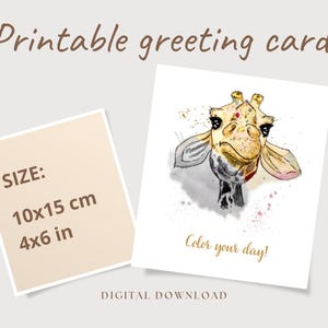 Tarjeta de felicitación de acuarela imprimible – Descarga digital navideña