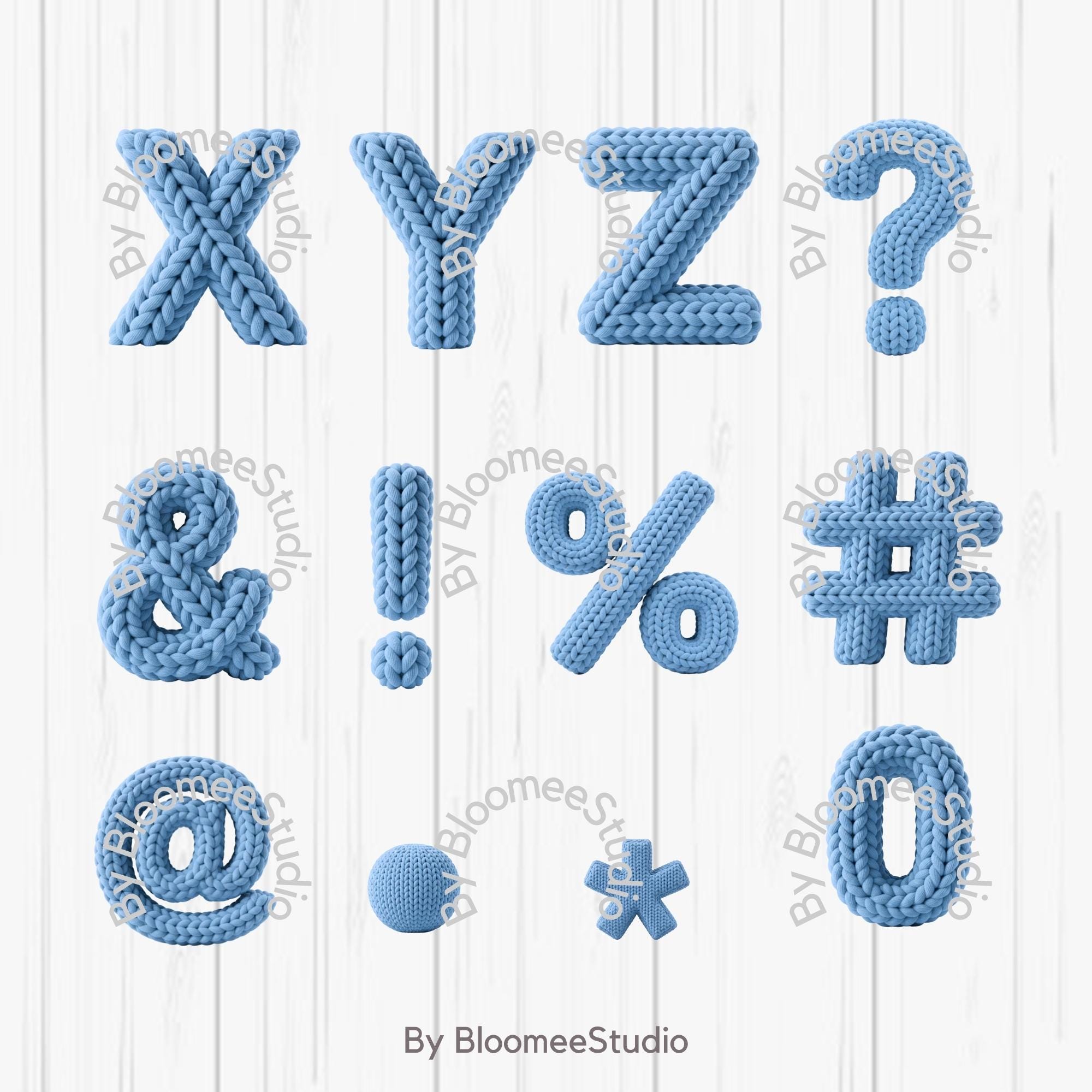 Blue, Knitted, Alphabet, Letters, Numbers, Symbols,knit Alphabet ...