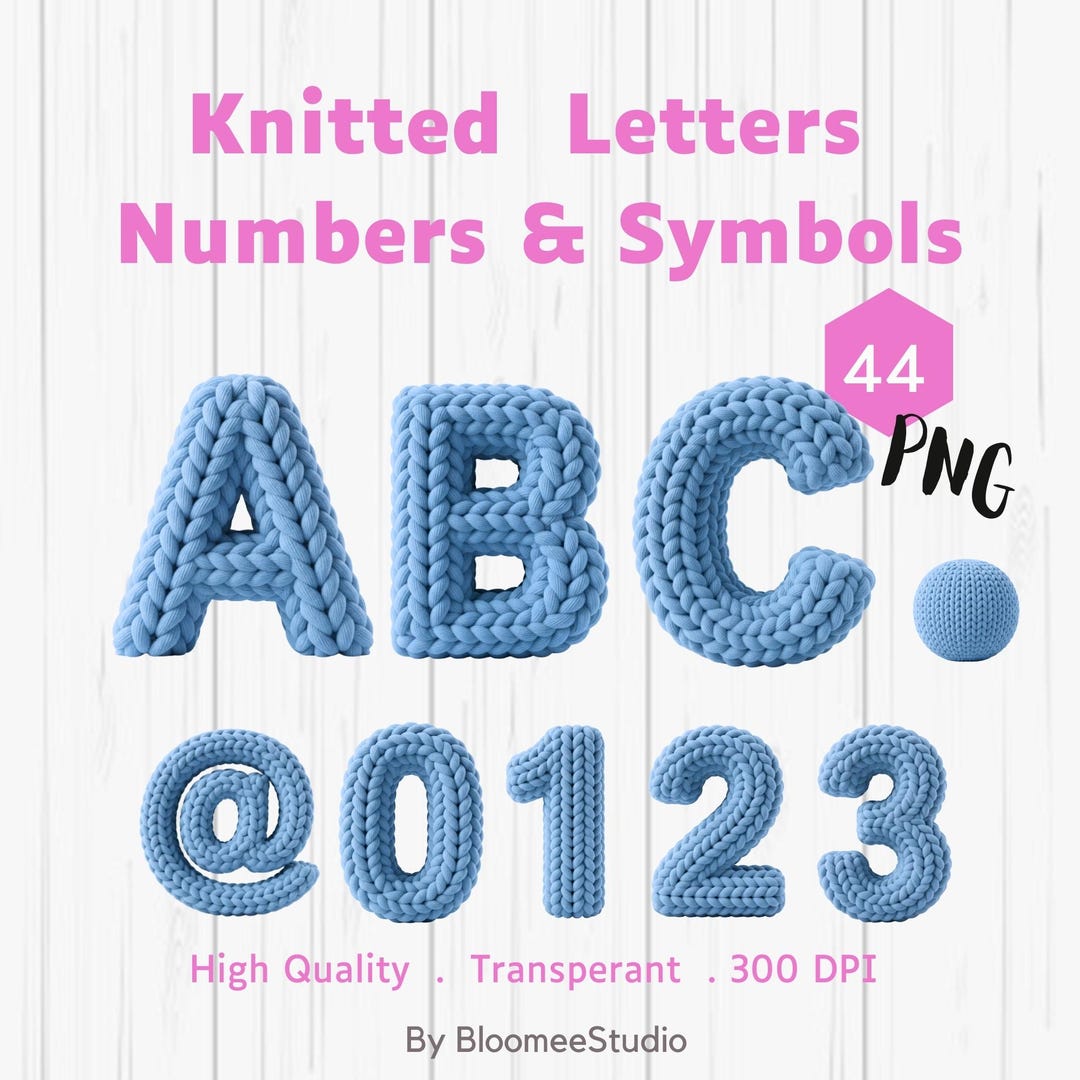 Blue, Knitted, Alphabet, Letters, Numbers, Symbols,knit Alphabet ...