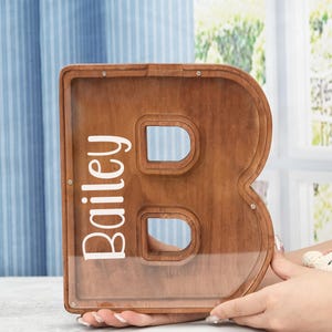 Alcancía con letras iniciales del alfabeto, alcancía personalizada, regalo para baby shower, alcancía con nombre y texto para niños, regalo de Navidad para bebé recién nacido