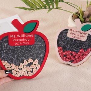 Personalized Teacher Apple Magnet: Wooden Keepsake Gift from Students