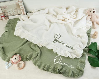 Manta de bebé personalizada: bordada en punto de algodón, regalo para recién nacido
