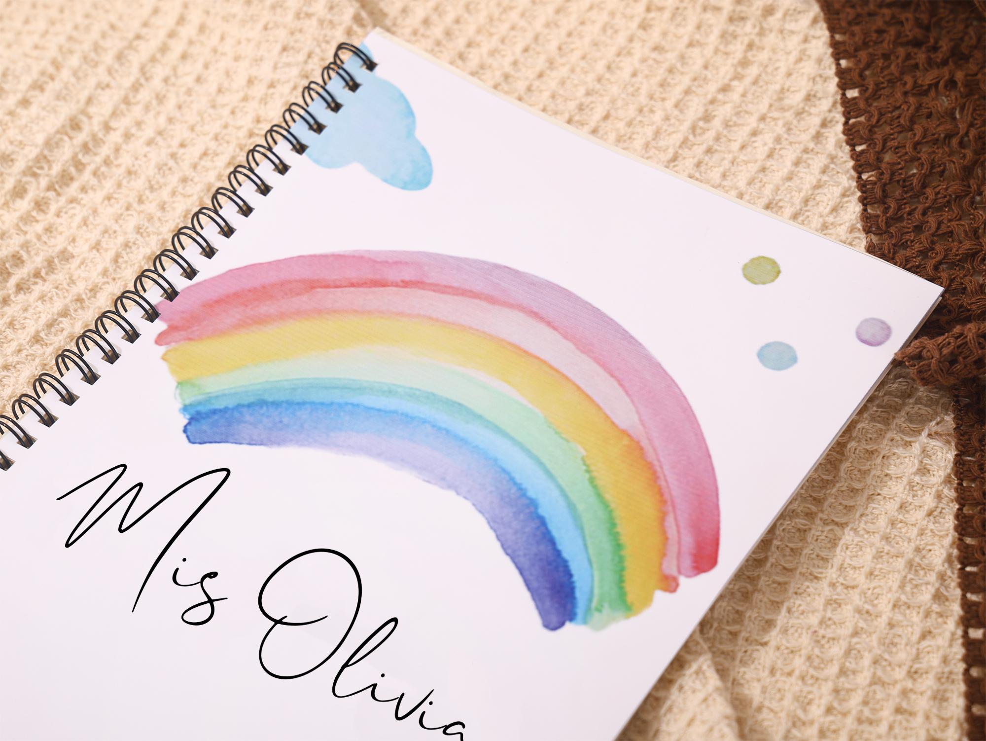 Personalized Teacher Notepad: Rainbow Spiral, Custom Name - Etsy