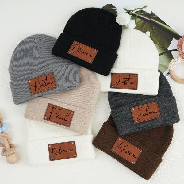 Personalized Baby Beanie: Custom Kids Hat with Name Patch,Infant Gift,Birthday Gift