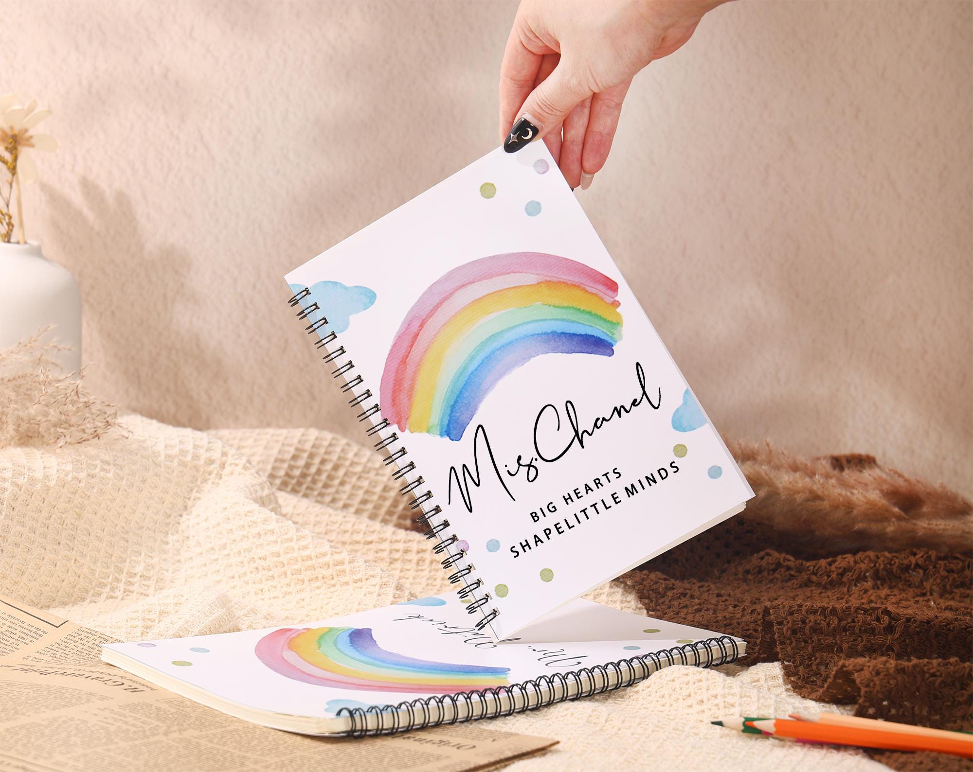 Personalized Teacher Notepad: Rainbow Spiral, Custom Name - Etsy