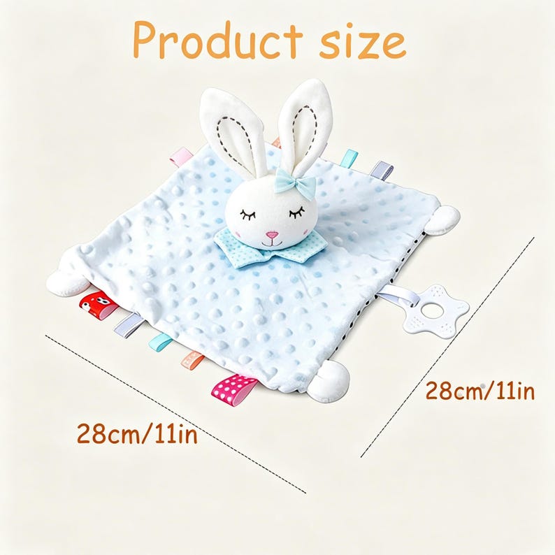 Manta de apego Minky Dot personalizada, nombre bordado, juguete sensorial de seguridad con textura arrugada imagen 10