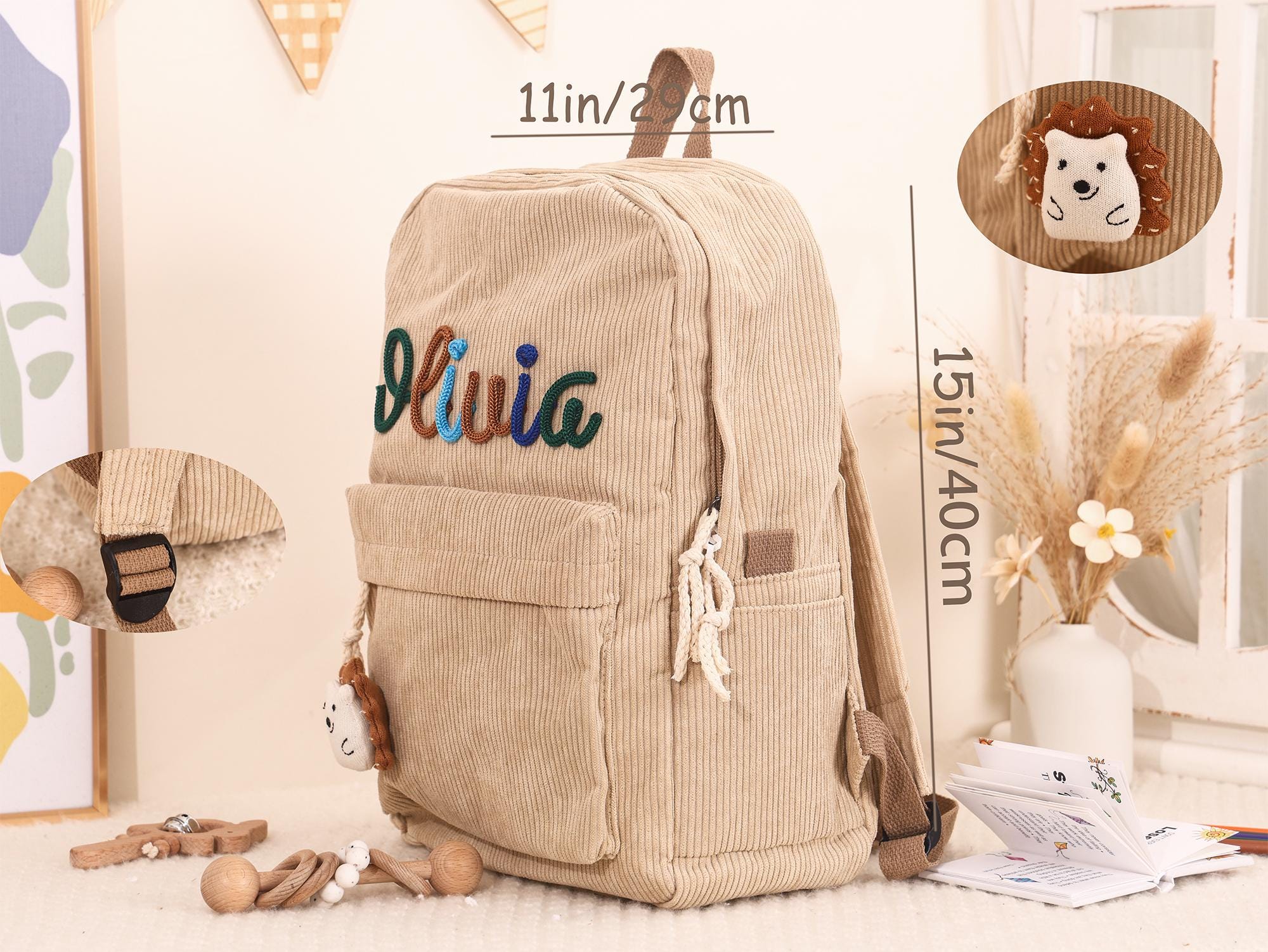 Personalized Corduroy Kids Backpack: Custom Name School Bag - Etsy