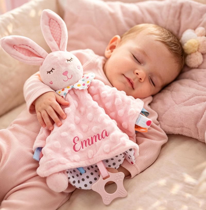 Personalized Minky Dot baby lovey blanket