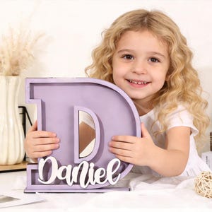 Personalized Wooden Letter Piggy Bank: Custom Name Coin Bank
