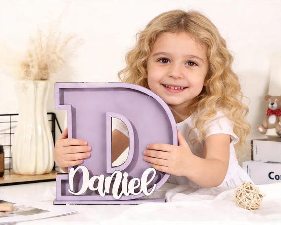 Personalized Wooden Letter Piggy Bank: Custom Name Coin Bank
