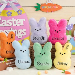 Personalized Peep Bunny Plush, Custom Easter Rabbit