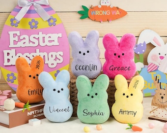 Personalized Peep Bunny Plush, Custom Easter Rabbit