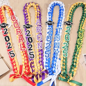 Custom 2025 Graduation Ribbon Lei: Personalized Senior Gift