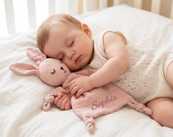 Personalized Muslin Baby Comforter Set: Embroidered Name,Security Blanket