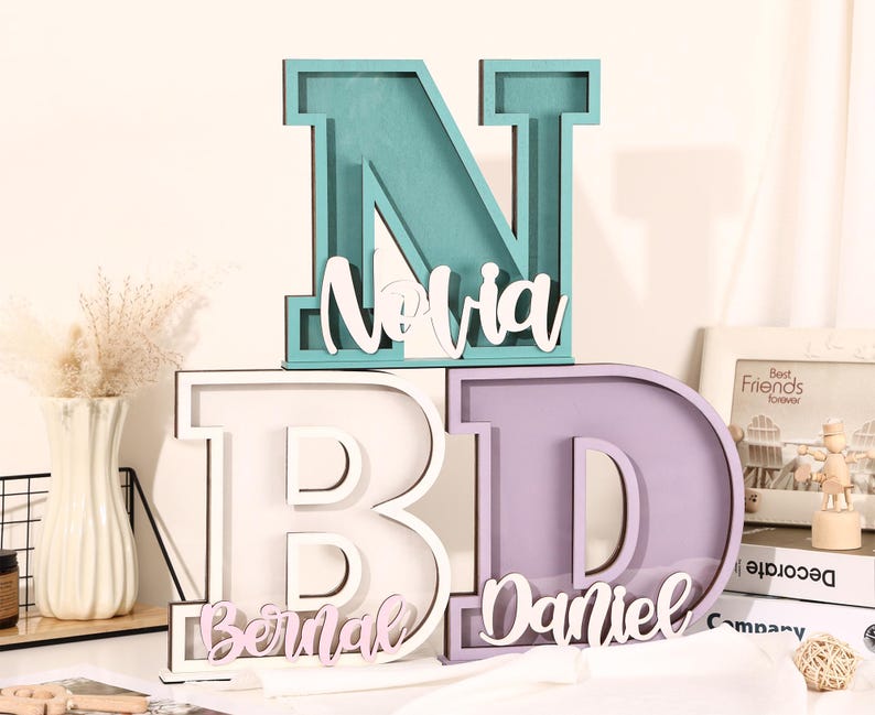Hucha de madera personalizada con letra: Hucha con nombre personalizado imagen 5