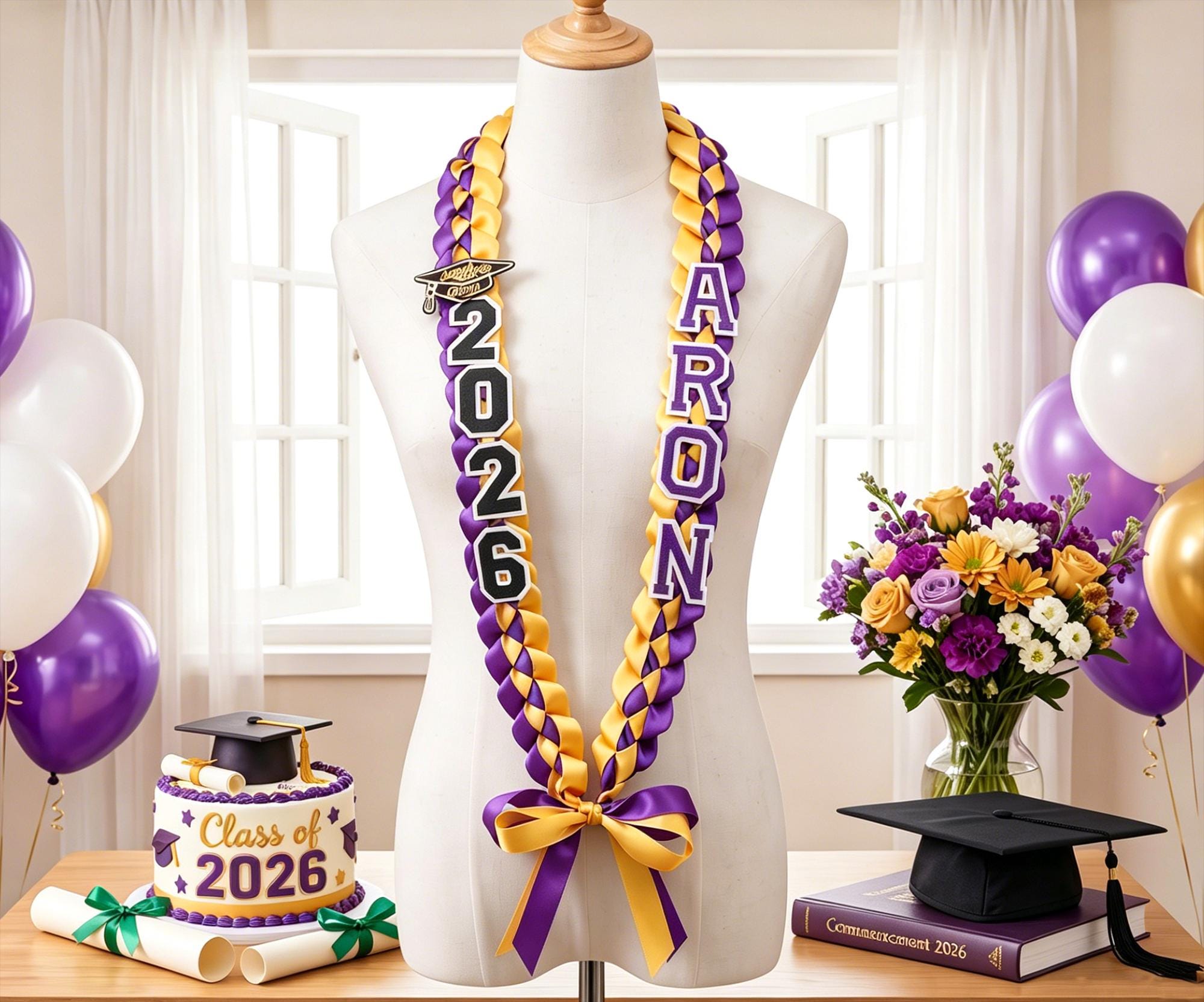 Custom 2026 Graduation Ribbon Lei: Personalized Senior Gift - Etsy