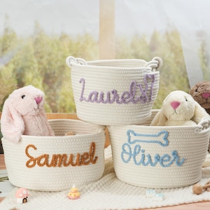 Personalisierter Baby-Namenskorb, handgemachter Seil-Baumwollbaby-Geschenkkorb, Baby-Spielzeug-Korb, Hauptaufbewahrung, Neugeborenen Geschenk, Spielzeug-Organisator, Aufbewahrungskorb