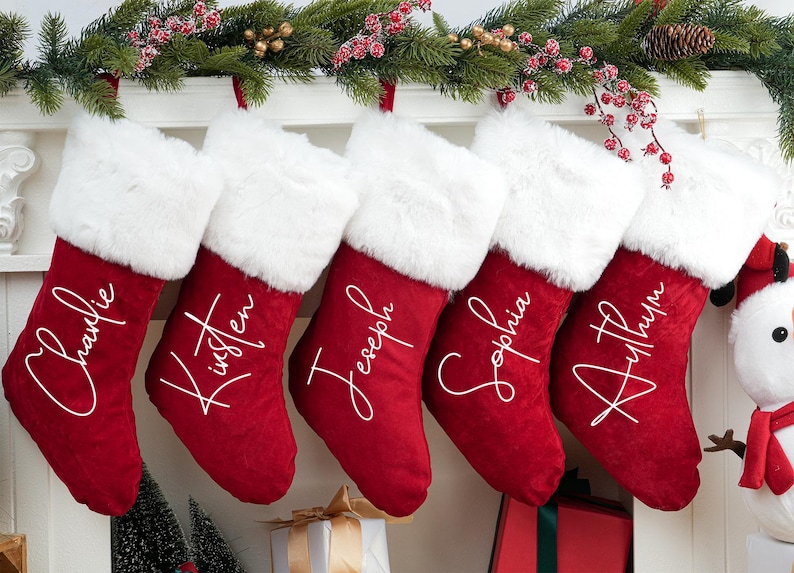 Personalized Red Velvet Christmas Stockings,personalized Xmas Stocking