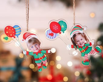Personalized Baby Elf Photo Ornament: Custom Christmas Tree Decoration