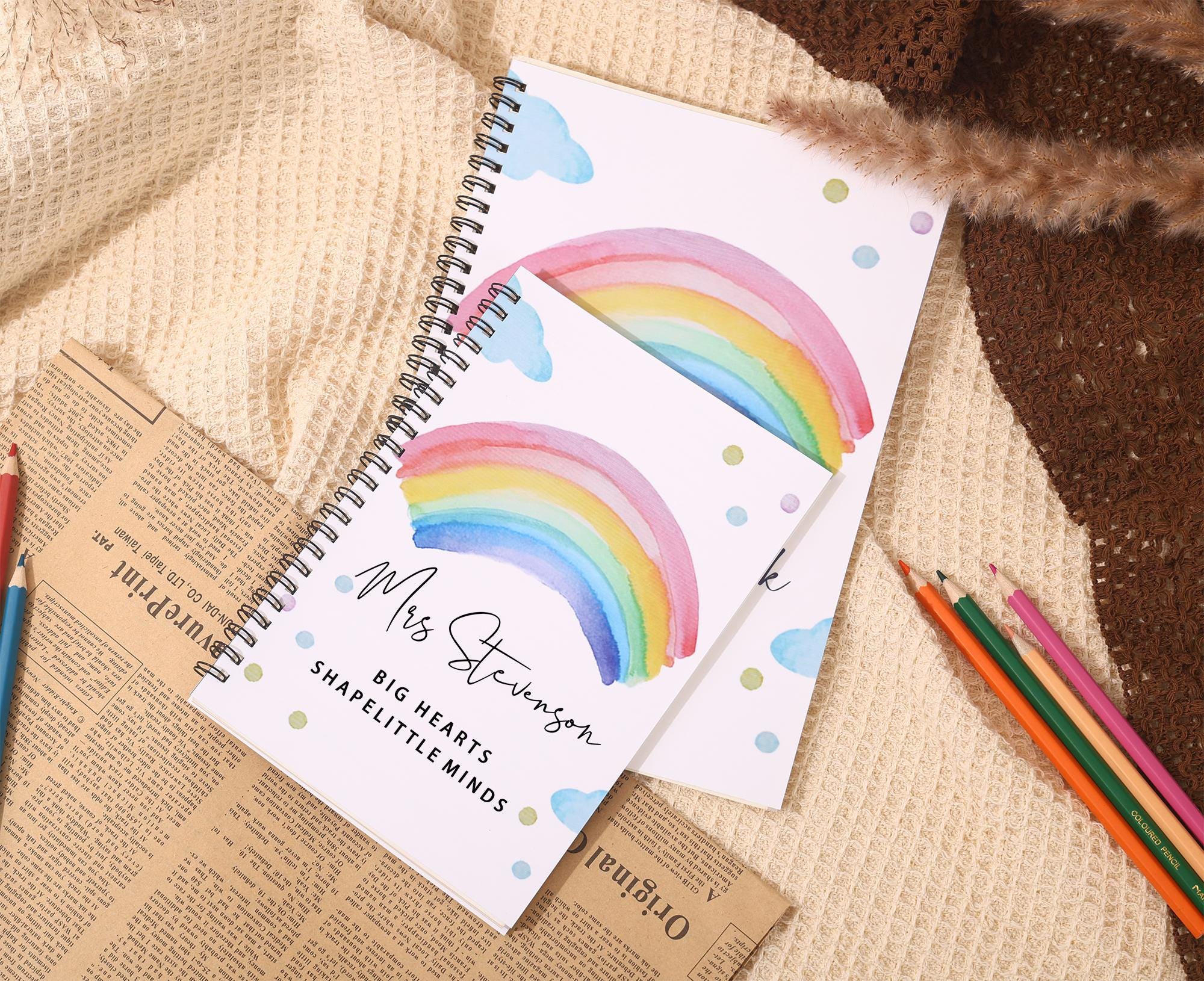 Personalized Teacher Notepad: Rainbow Spiral, Custom Name - Etsy
