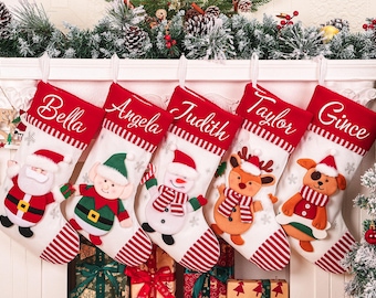 Personalized Christmas Stocking: 3D Gingerbread, Custom Name, Hand-Sewn