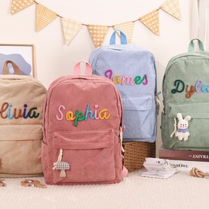 Gepersonaliseerde corduroy kinderrugzak: aangepaste schooltas