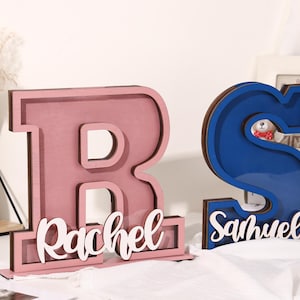 Hucha de madera personalizada con letra: Hucha con nombre personalizado imagen 12