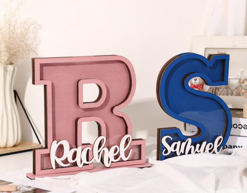 Hucha de madera personalizada con letra: Hucha con nombre personalizado imagen 12