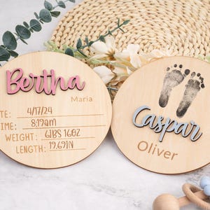 Custom Baby Announcement Sign With Birth Stats,Matching Name Plate,Sign For Hospital,Baby Name Reveal,Footprint Sign
