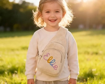 Custom Name Toddler Purse,Personalized Soft Corduroy Mini Sling Bag,Children's Handbag