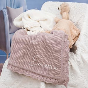 Custom Embroidered Name Knit Blanket,Baby Name Blanket,Name Blanket for Girl,Baby Name Blanket,Baby Shower Gift,Keepsake Gift for Baby