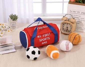 Set da gioco con borsa sportiva in peluche personalizzata, giocattoli sensoriali per bambini