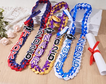 Personalized Graduation Lei 2026: Braided Ribbon Lei, Senior Gift