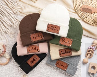 Custom baby beanies,Unisex baby hats with name patches,Toddler hats kids teens children infant newborn gifts,Personalized  baby gifts