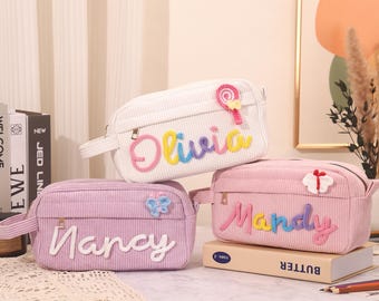 Personalized Corduroy Pencil Case: Custom Yarn Name, Back to School Gift