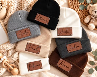 Gorro de bebé personalizado: gorro infantil personalizado con parche de nombre, regalo para bebé, regalo de cumpleaños