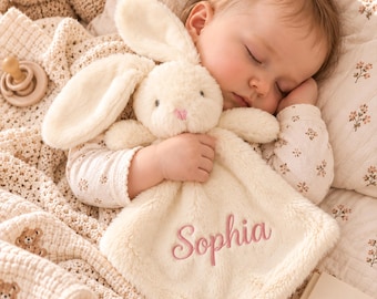 Personalized Plush Baby Lovey, Embroidered Name, Soft Animal Comfort Blanket ,Baby Shower Gift