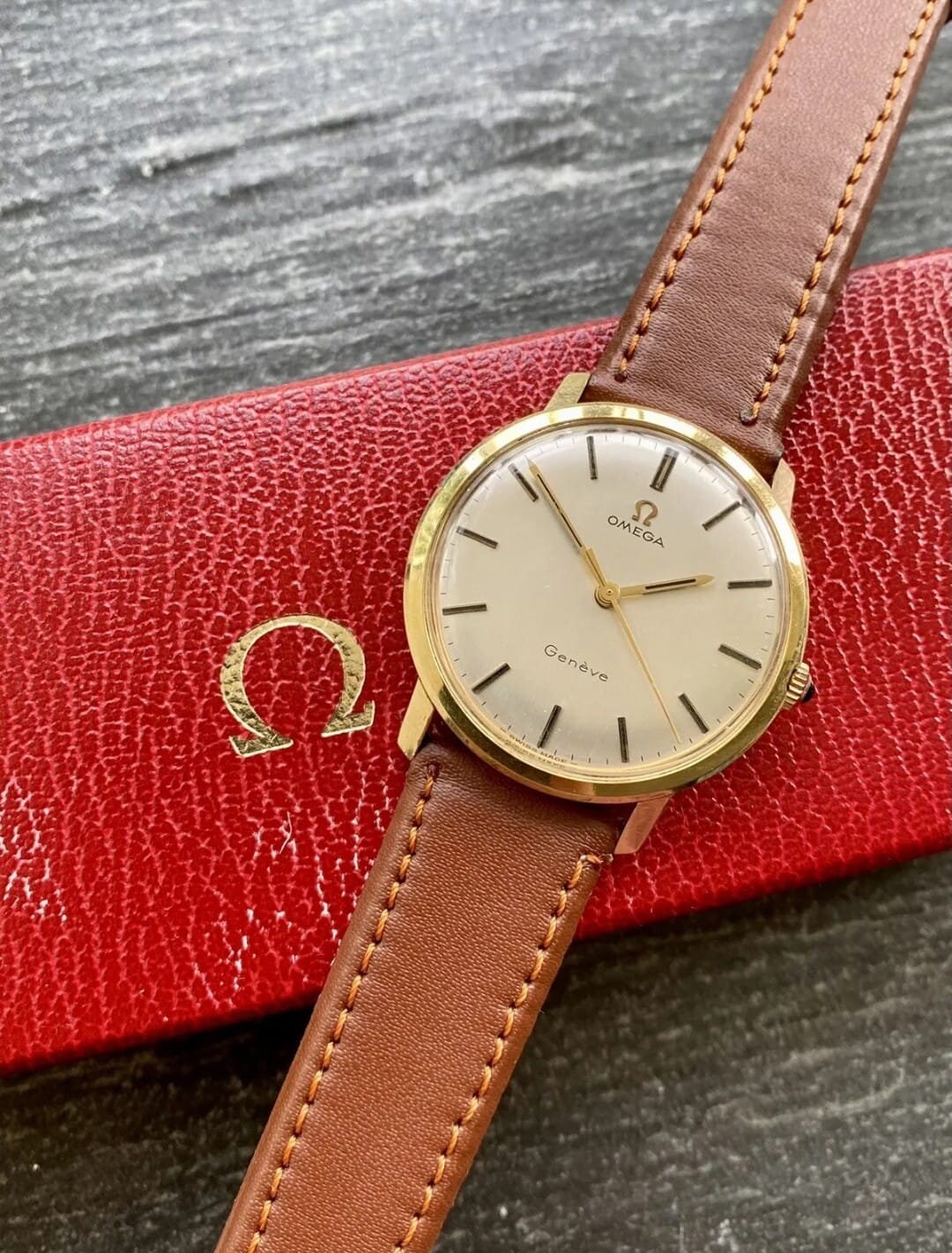 Omega Geneve 18K Solid Gold Men Wristwatch Etsy