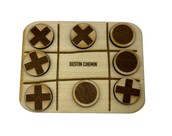 Destin Chemin Wood Collection Tic Tac Toe Board and Pieces Mini Set