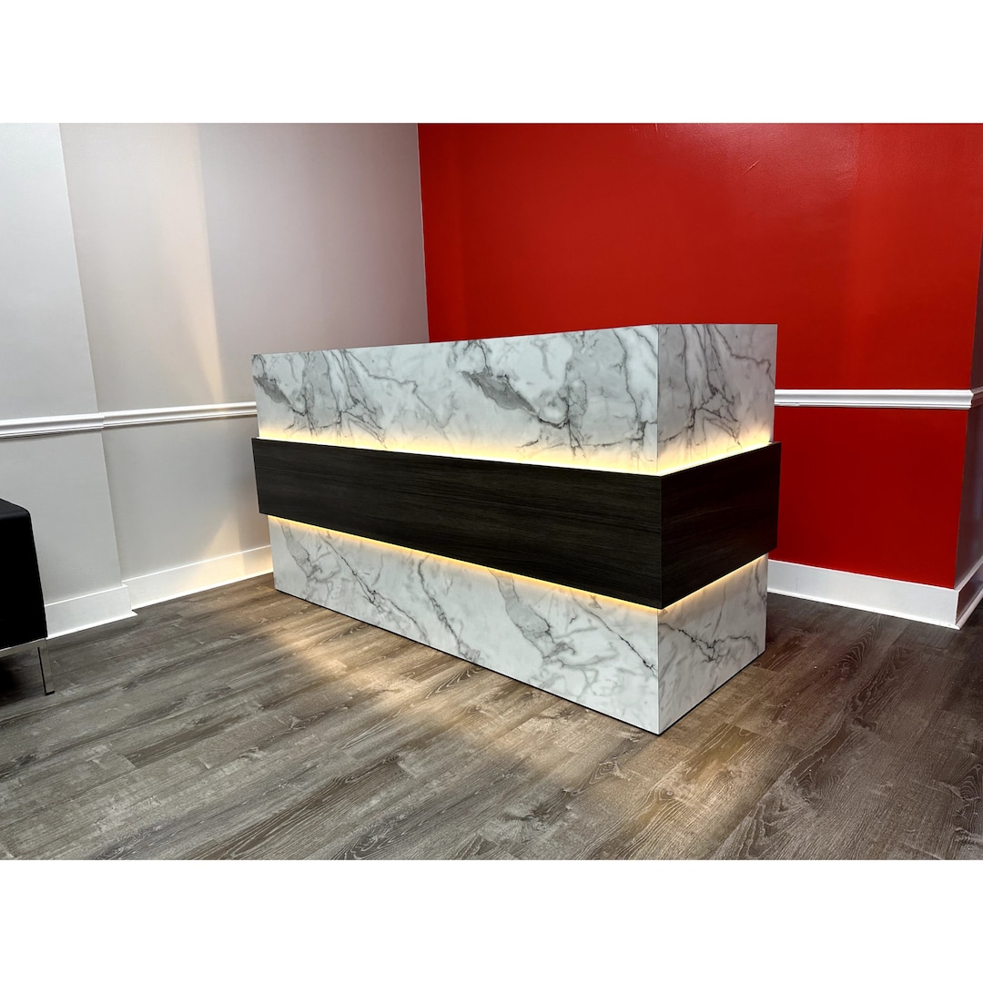Custom Wood Reception Desk Bel Modern Style Etsy
