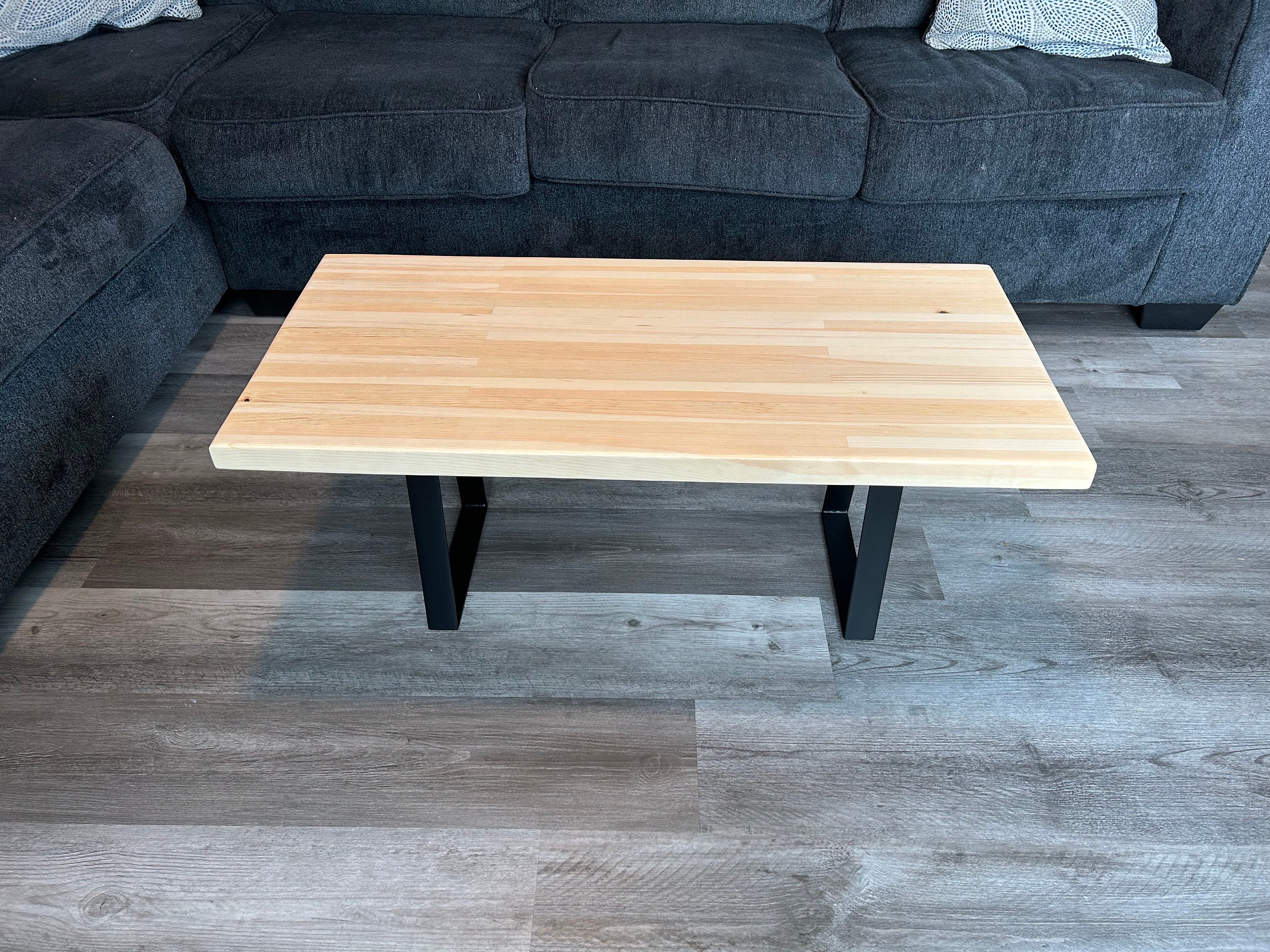 Butcher Block Coffee Table Wood Coffee Table End Table Metal Legs
