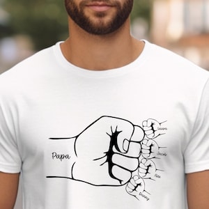 Personalized Dad Fist Bump T-Shirt – Custom Kids Names – Father&#39;s Day Gift for Papa, Daddy, Grandpa – Custom Family Matching Shirt