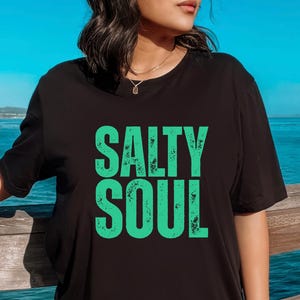 Salty Soul Shirt, Beach Lover Graphic Tee, Coastal Summer Shirt, Ocean Vibes T-Shirt, Vacation Gift, Trendy Tee