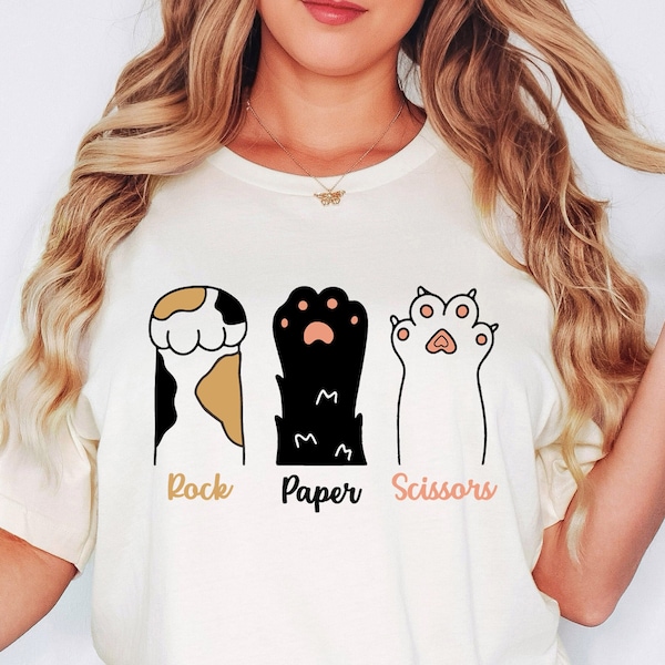Rock Paper Scissors Shirt, Funny Cat Paw Shirt, Unisex Crewneck Shirt for Cat Lover, Cat Owner Shirt, Cat Paws Shirt